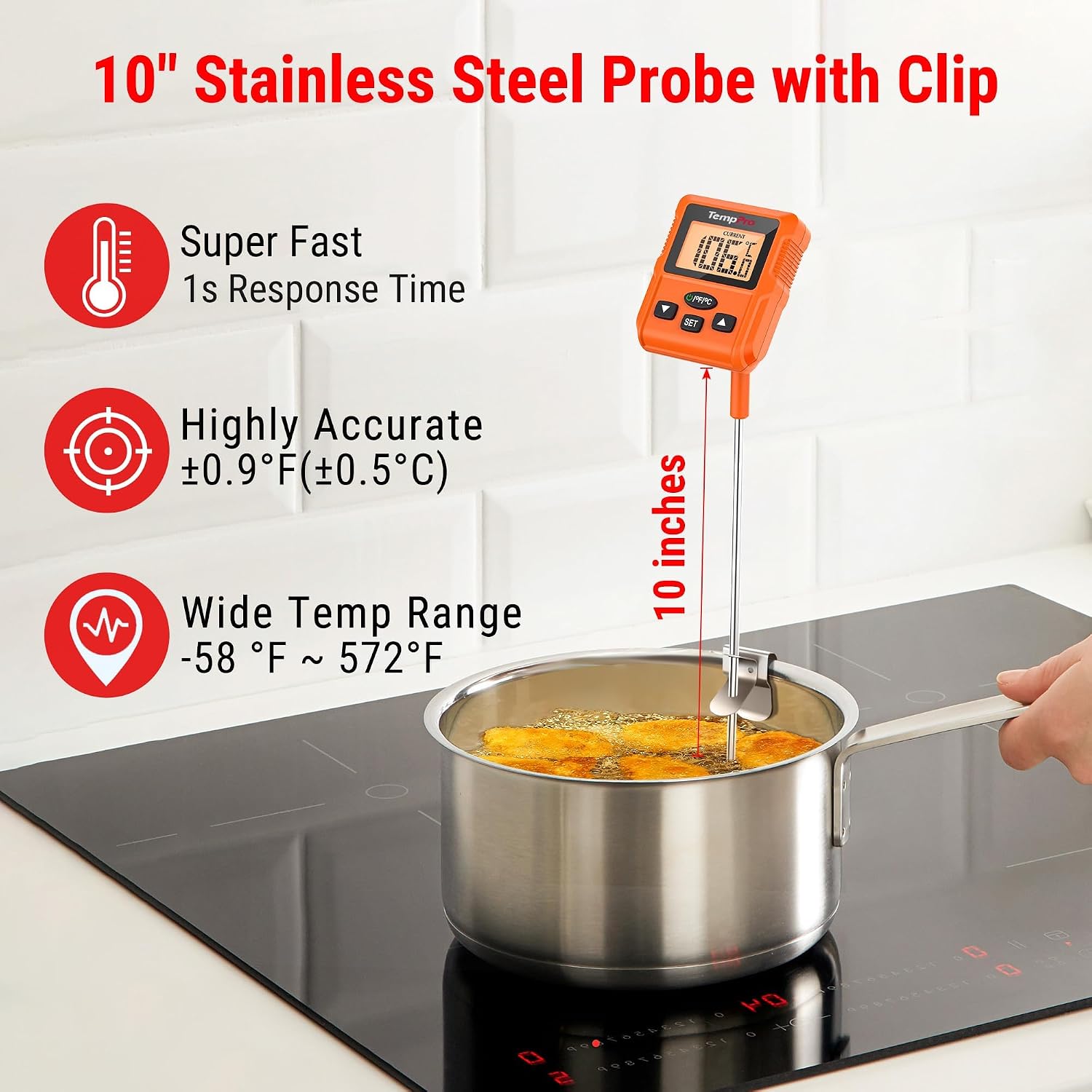 TempPro TempDip Programmable Candy Thermometer with Pot Clip
