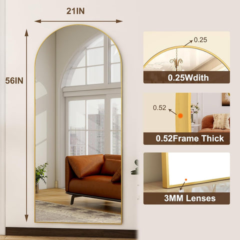 HARRITPURE 56"x21" Arched Full Length Mirror Floor Mirrors