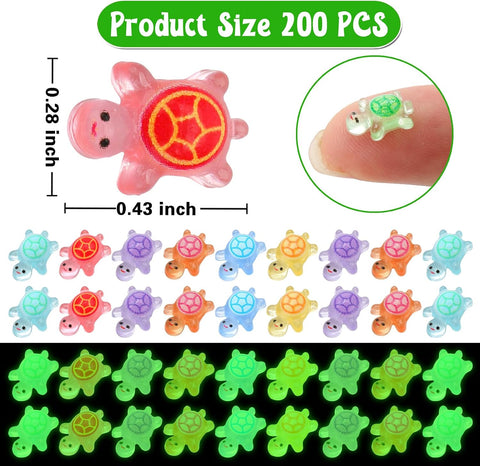 200 Pcs Mini Resin Turtles Glow in the Dark Sea Animals for Dollhouse Decor