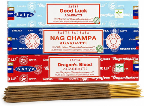 3 Packs Original Satya Sai Baba Nag Champa Incense Sticks Joss Insence - Insense 15g Box NagChampa Agarbatti (Golden Sandalwood)