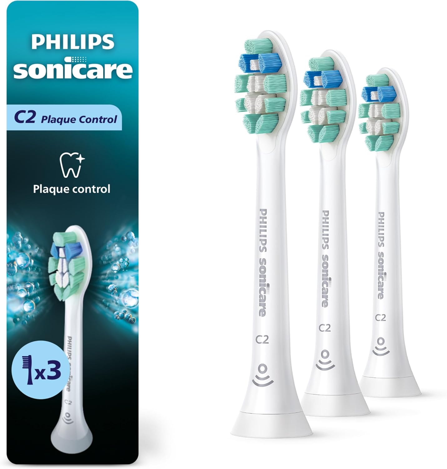 Philips Sonicare C2 Brush Heads, 3-Pack, 9 Month Supply, White