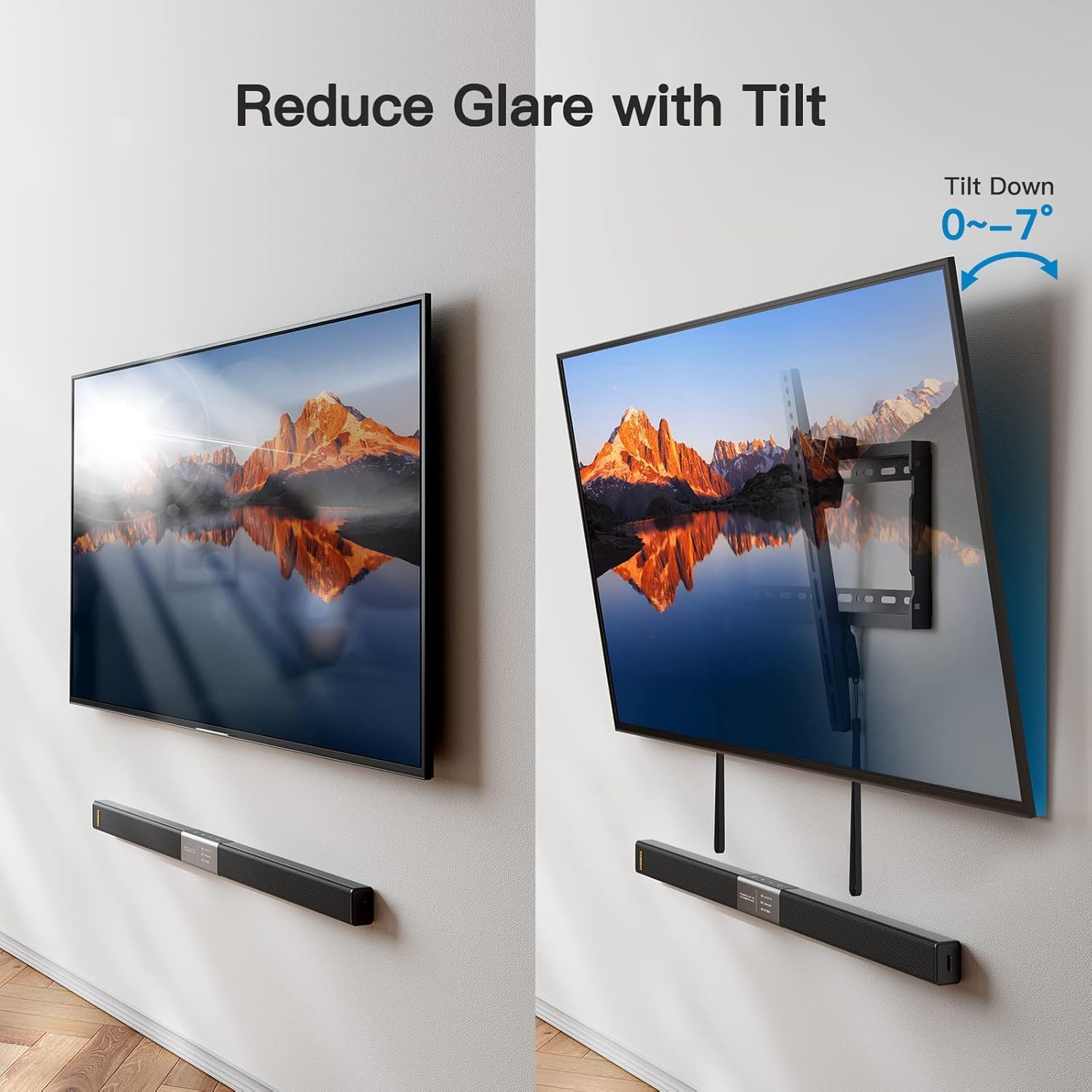 Pipishell Tilt TV Wall Mount Bracket Low Profile for Most 37-90 Inch LED LCD OLED Plasma Flat Curved TVs, Large Tilting Mount Fits 16"-24" Wood Studs Max VESA 600x400mm Holds up to 132lbs