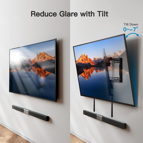 Pipishell Tilt TV Wall Mount Bracket Low Profile for Most 37-90 Inch LED LCD OLED Plasma Flat Curved TVs, Large Tilting Mount Fits 16"-24" Wood Studs Max VESA 600x400mm Holds up to 132lbs