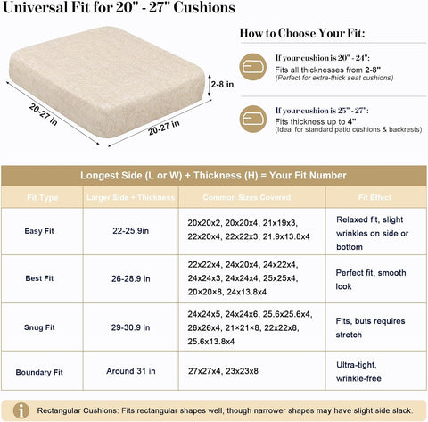 8Pcs Patio Cushion Covers Stretch Outdoor Furniture Protector Slipcovers