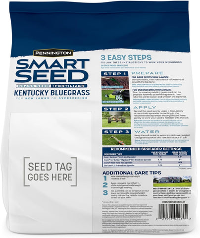 Pennington Smart Seed Kentucky Bluegrass Blend, Grass Seeds for Lawn, 3lb
