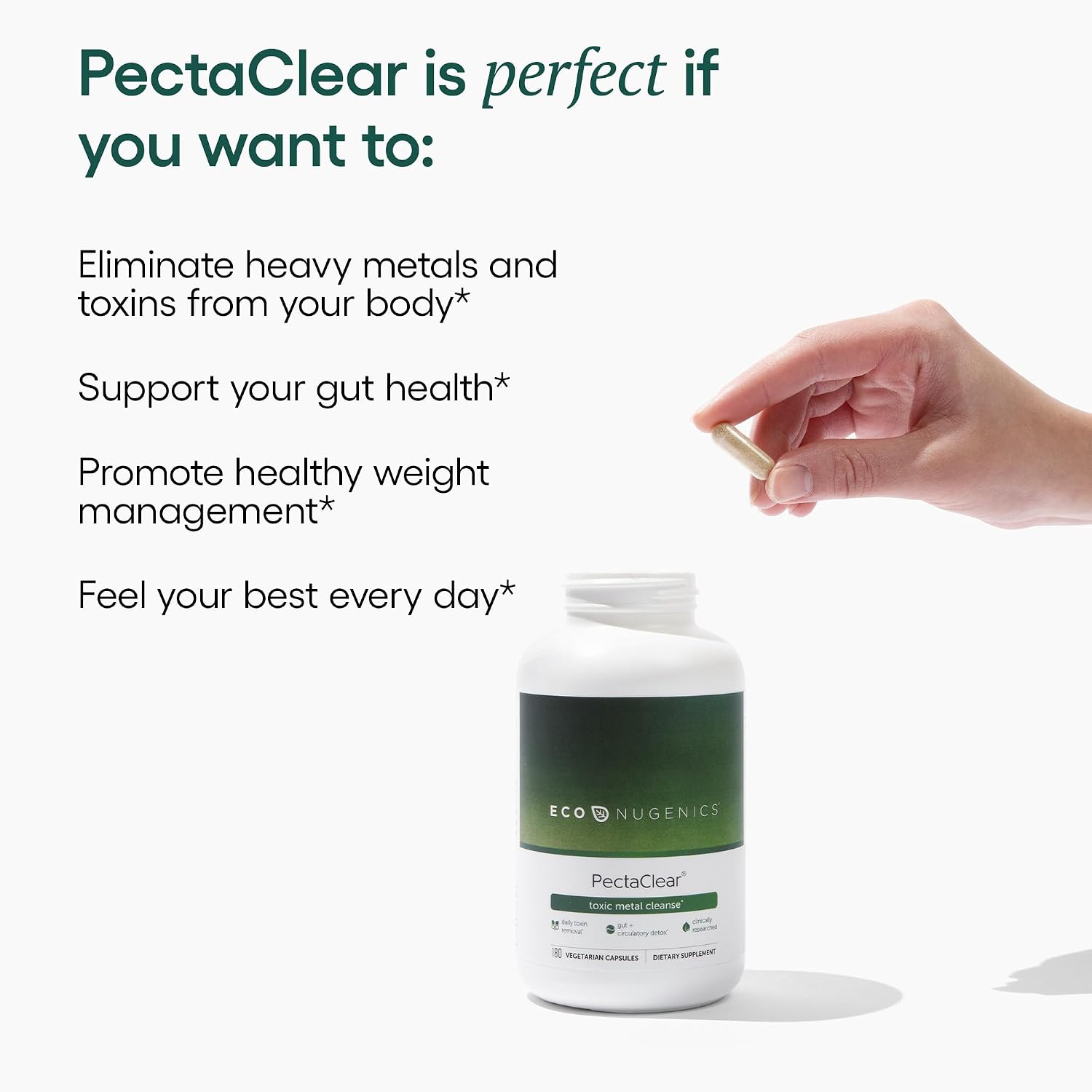 EcoNugenics PectaClear Detox Supplement – 180 Capsules