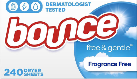 Bounce Free & Gentle Dryer Sheets, Unscented, 240 Count