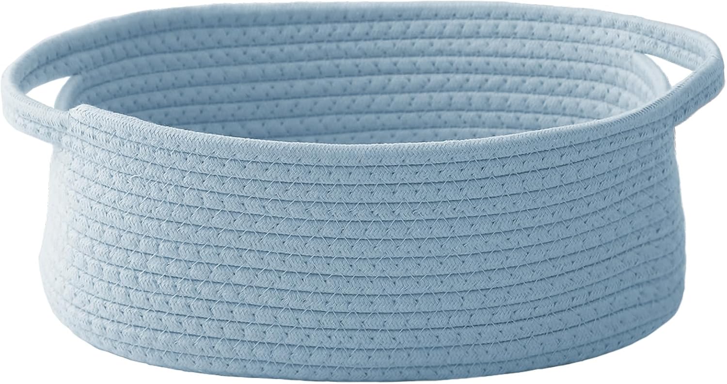 JMvicyroam Small Woven Basket, Empty Gift Basket, Blue/1 Pack