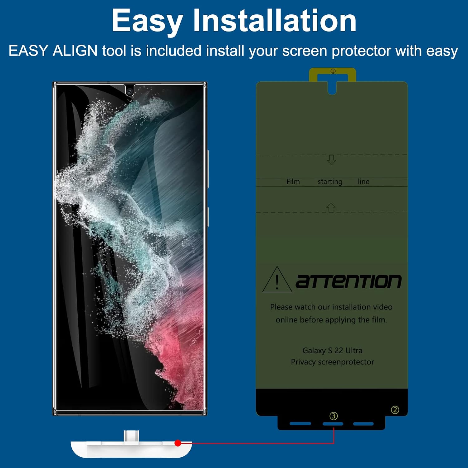 LYWHL 2 Pack for Samsung Galaxy S22 Ultra Privacy Screen Protector, Anti-Spy Full Adhesive Flexible Film for Galaxy S22 Ultra 5G 6.8”, [Support Fingerprint Reader] Easy Installation Frame - Black