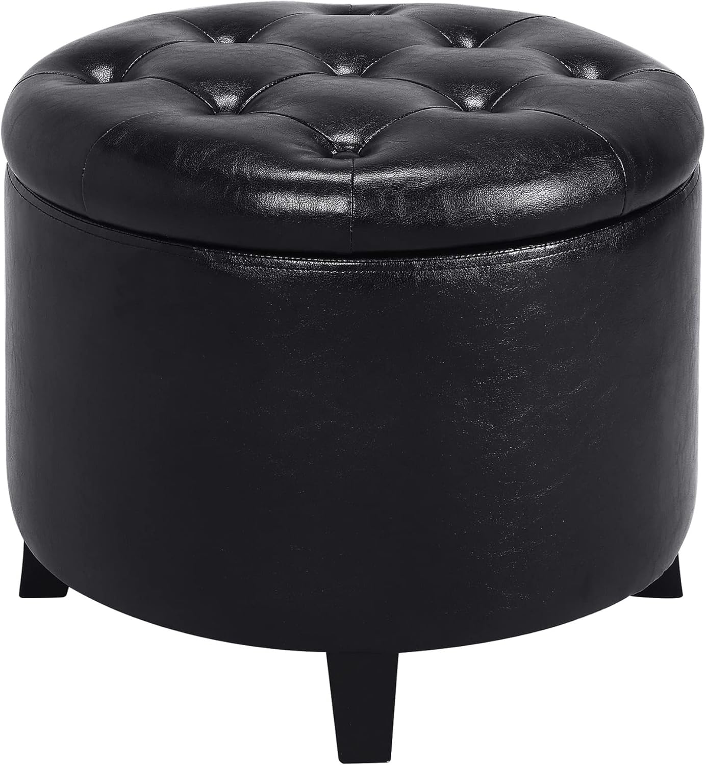 Convenience Concepts Designs4Comfort Storage Ottoman, Black Faux Leather