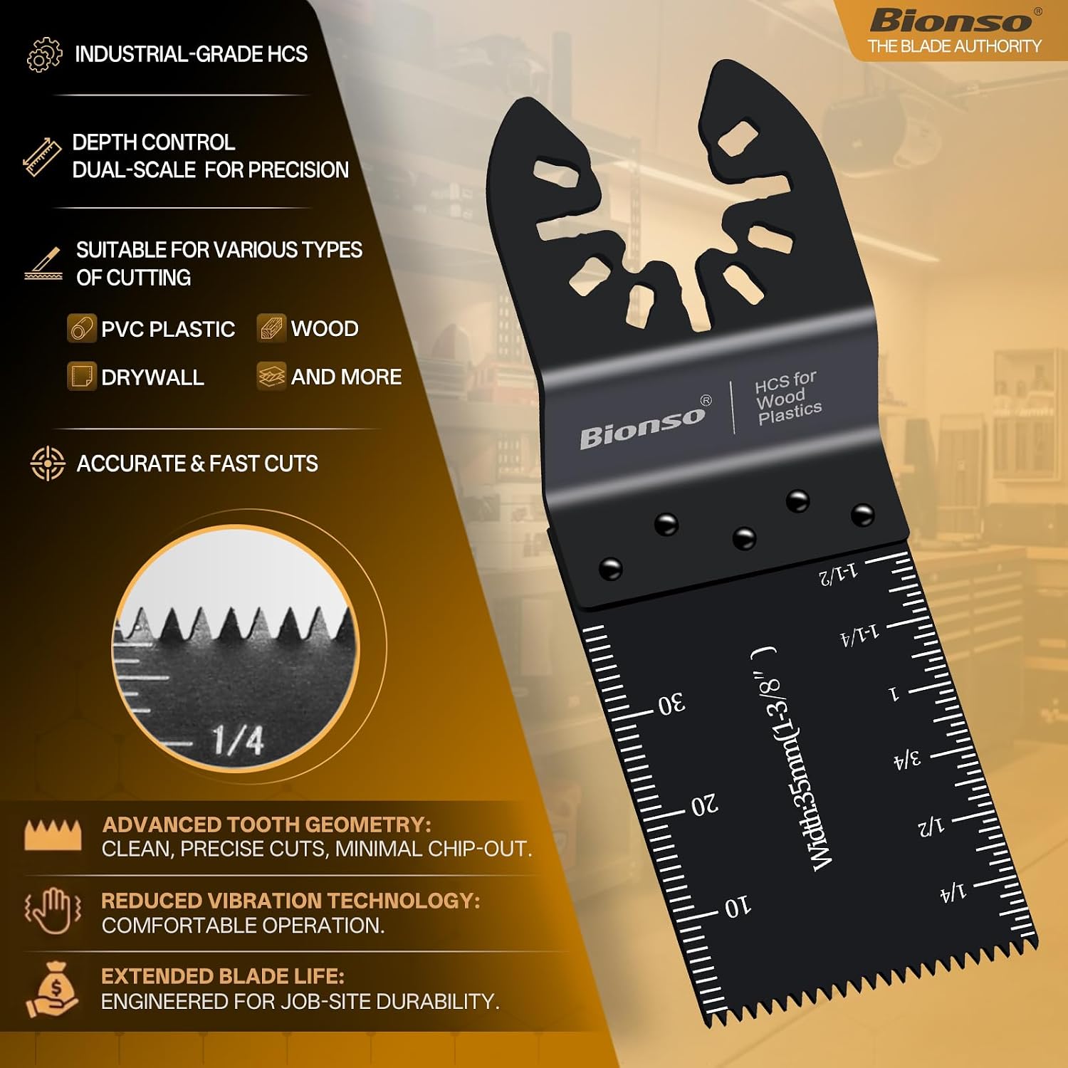 Bionso 55PCS Oscillating Saw Blades, Professional Universal Titanium Multitool Blades for Wood Plastics Metal, Quick Release Multi Tool Kits Fit Dewalt Ryobi Milwaukee Rockwell Fein Makita