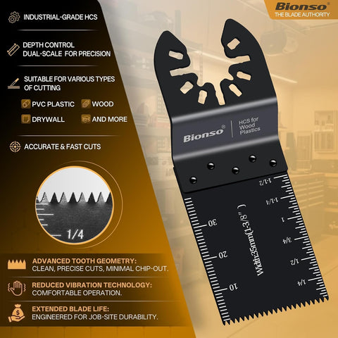Bionso 55PCS Oscillating Saw Blades, Professional Universal Titanium Multitool Blades for Wood Plastics Metal, Quick Release Multi Tool Kits Fit Dewalt Ryobi Milwaukee Rockwell Fein Makita
