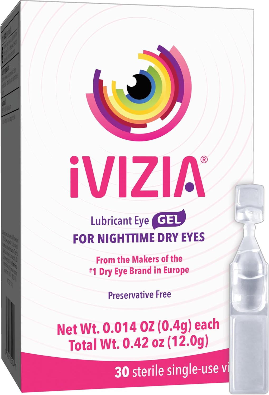 iVIZIA Lubricant Eye Gel for Nighttime Dry Eyes, Preservative-Free, 30ct
