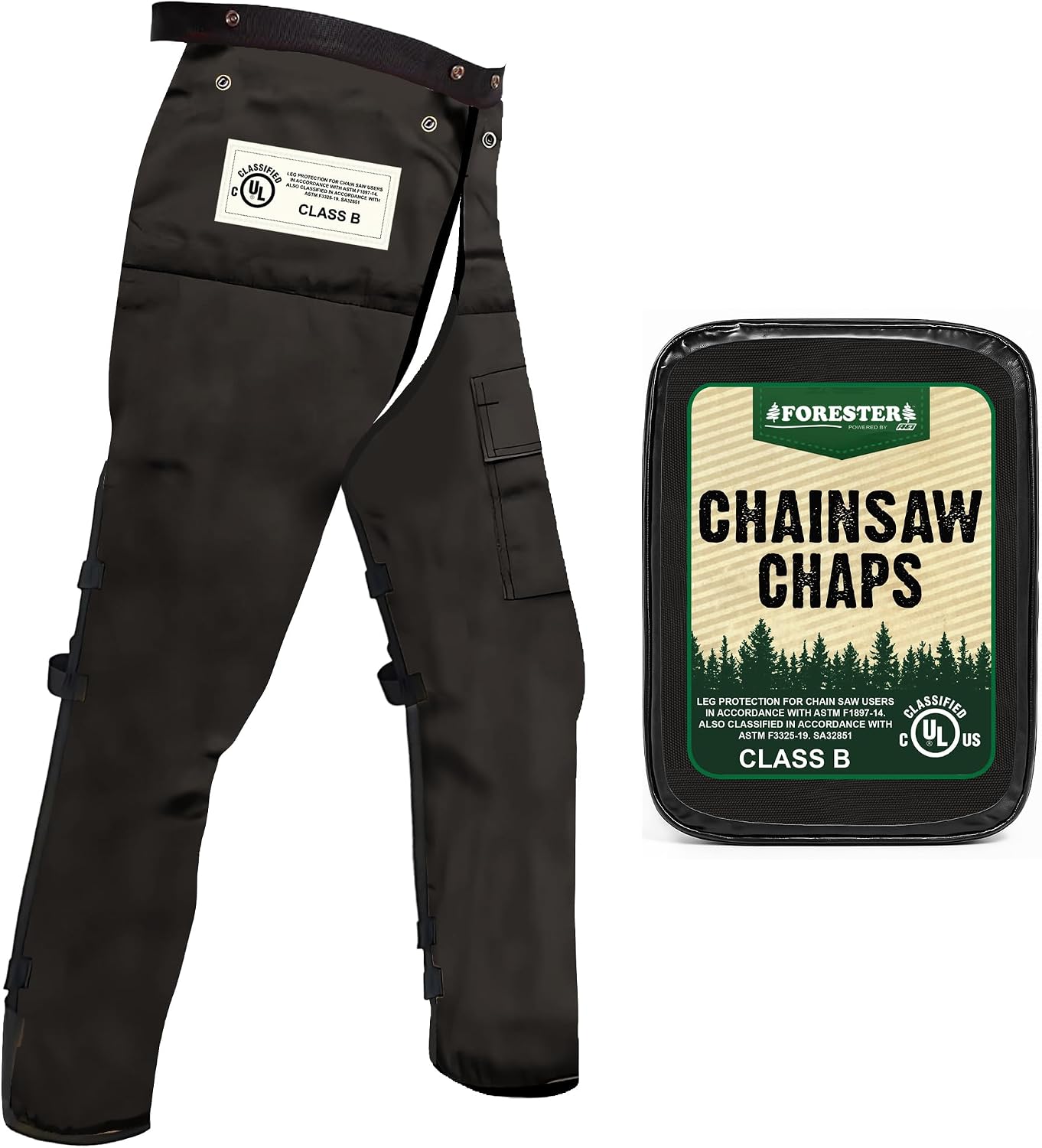 FORESTER Chainsaw Chaps for Men & Women | Apron-Style Chaps with Pocket & Adjustable Waist | Chainsaw Safety Equipment