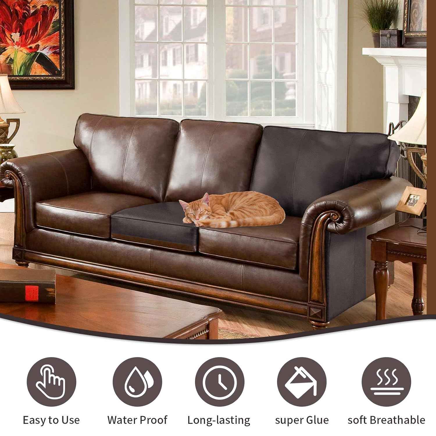 BSZHTECH Leather Repair Tape Self-Adhesive Leather Repair Patch for Couch Furniture Sofas Car Seats Advanced PU Vinyl Leather Repair Kit (Dark Brown, 3.9X79 inch)