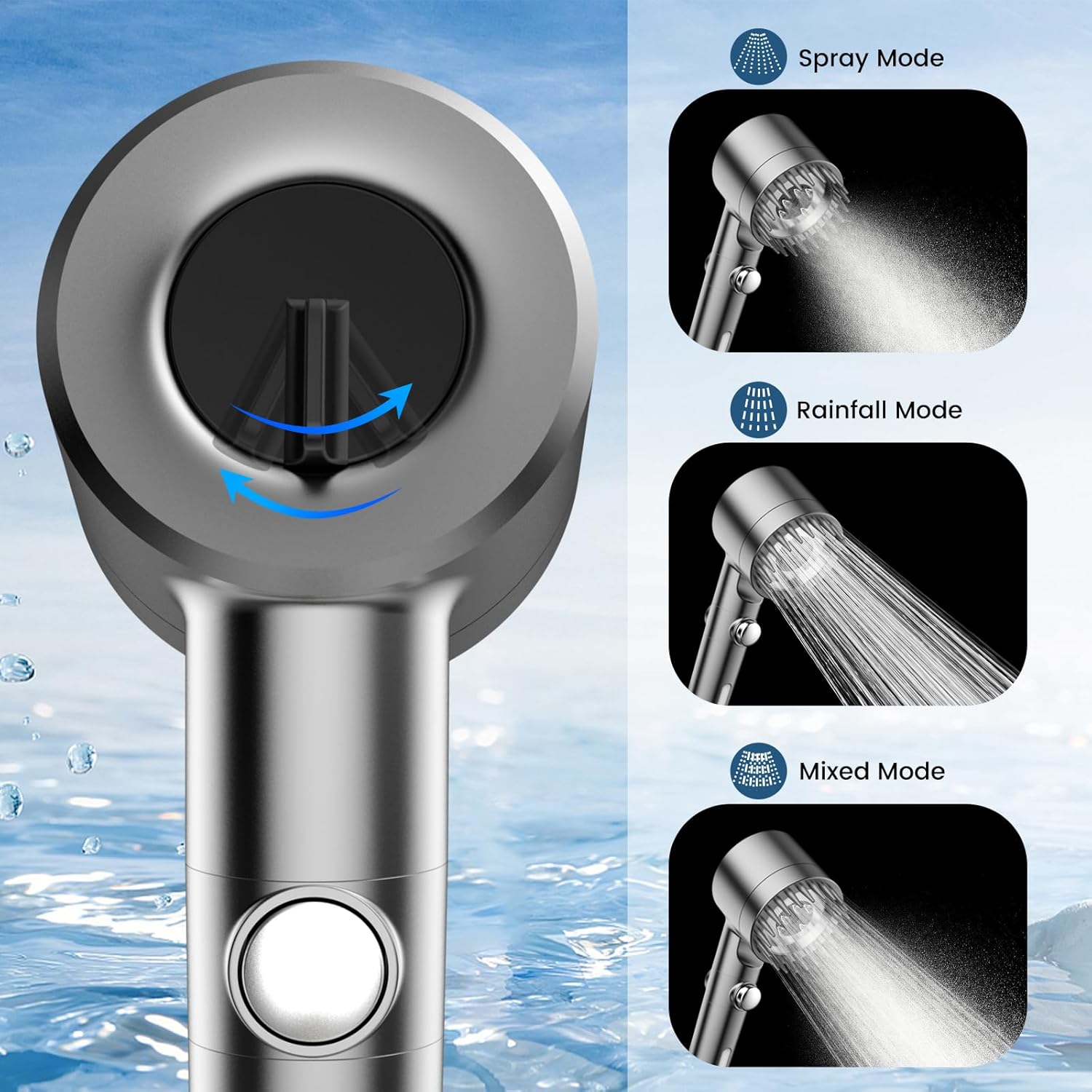 PWERAN Filtered Shower Head with Handheld,High Pressure Shower Heads Filter