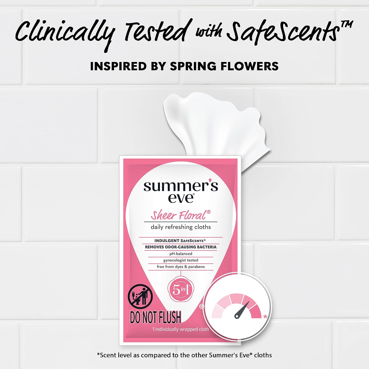 Summer's Eve Refreshing Feminine Wipes, Sheer Floral, 12 Count