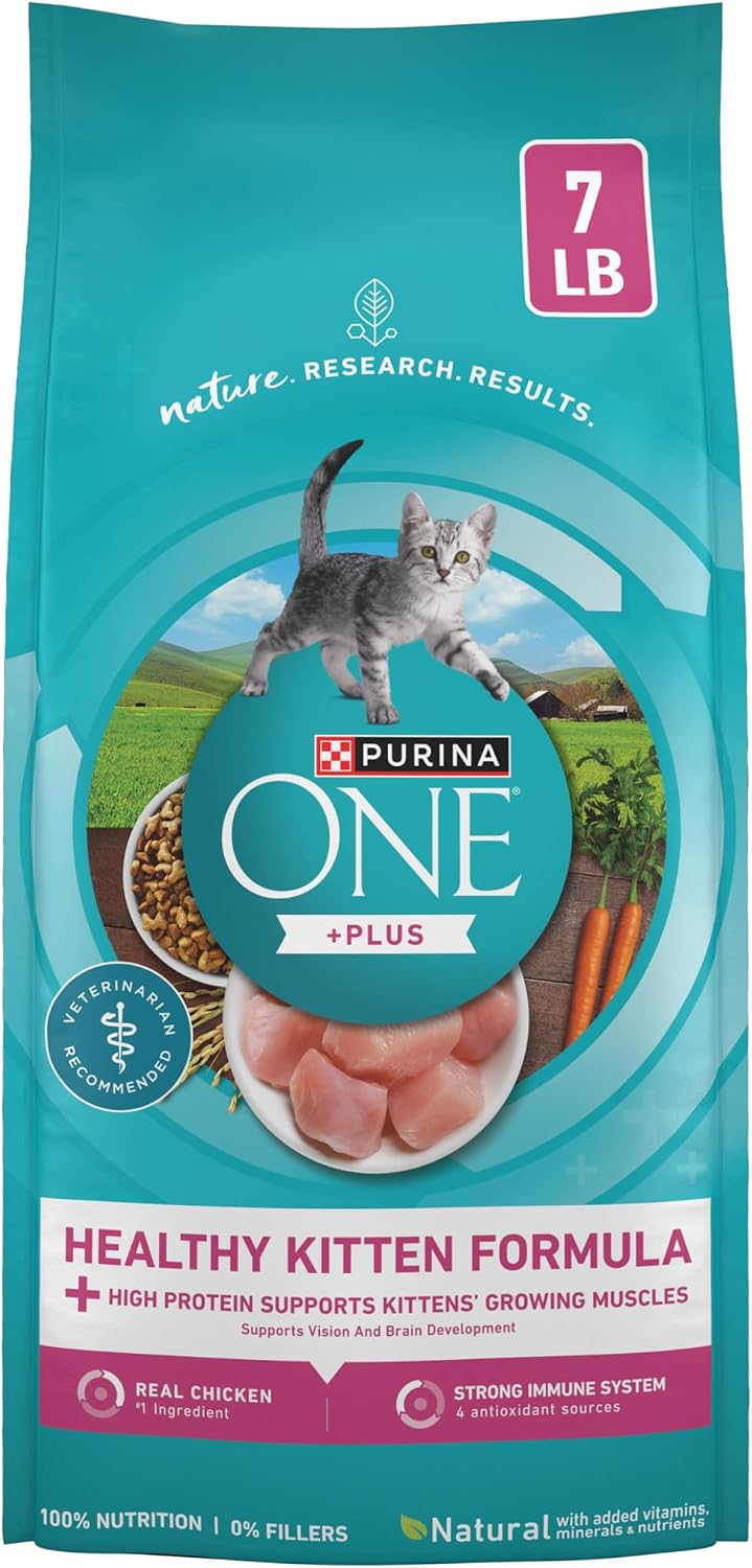 Purina ONE High Protein Natural Kitten Dry Cat Food, 7 lb Bag