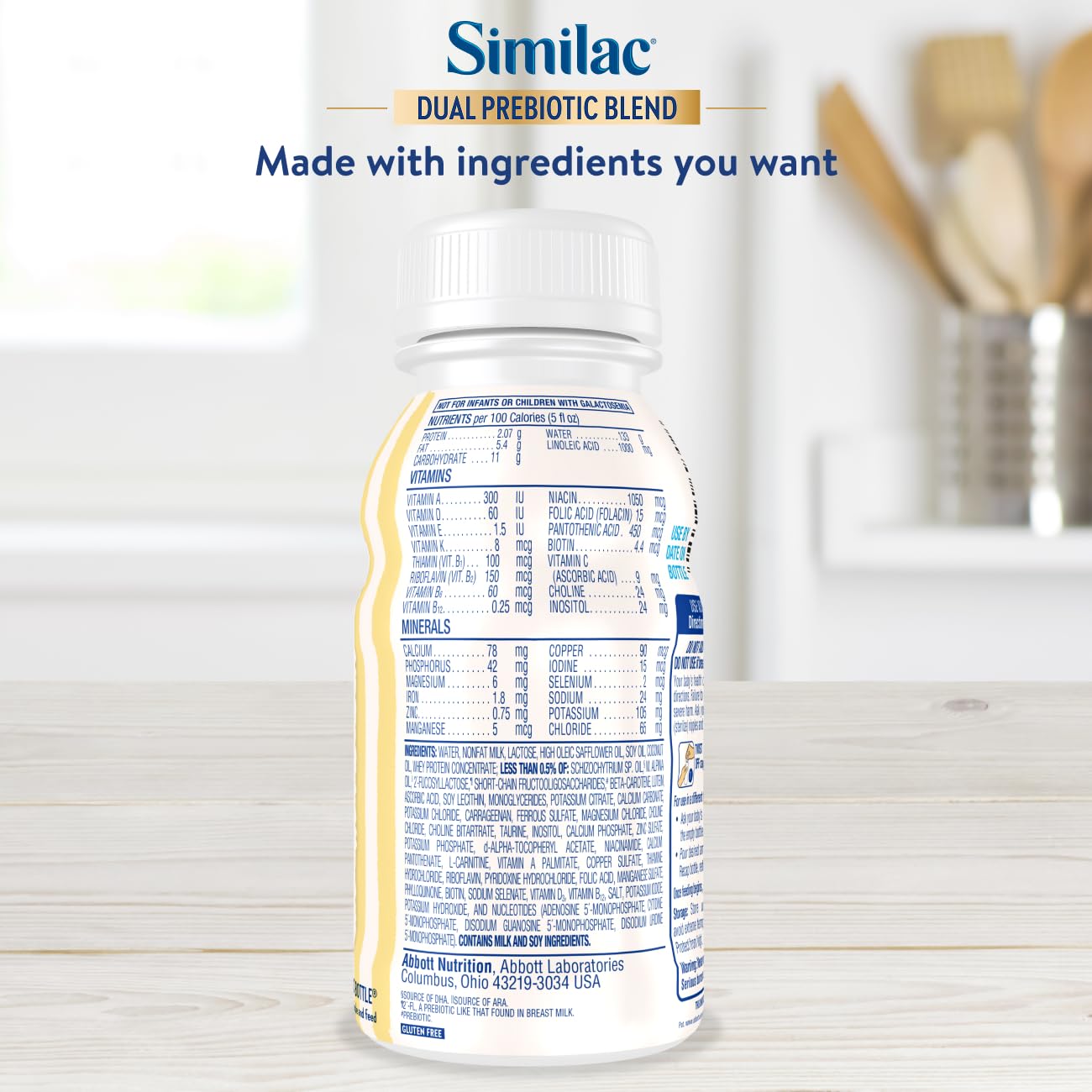 Similac Dual Prebiotic Blend, Baby Formula With Iron, Ready to Feed, 0-12 Months, 8-fl-oz Bottle, Pack of 24