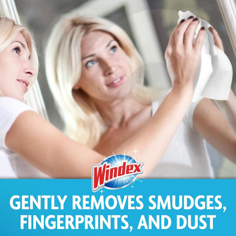Windex Wipes Glass Cleaning, Pre-Moistened Glass and Surface Wipes to Clean Home Surfaces, Household Essentials, Original Scent, 38 Count (Pack of 6)