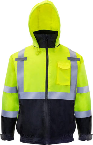 JORESTECH Hi-Visibility Reflective Bomber Jacket for Men, Waterproof, Winter Safety Jacket for Construction and Roadway Work