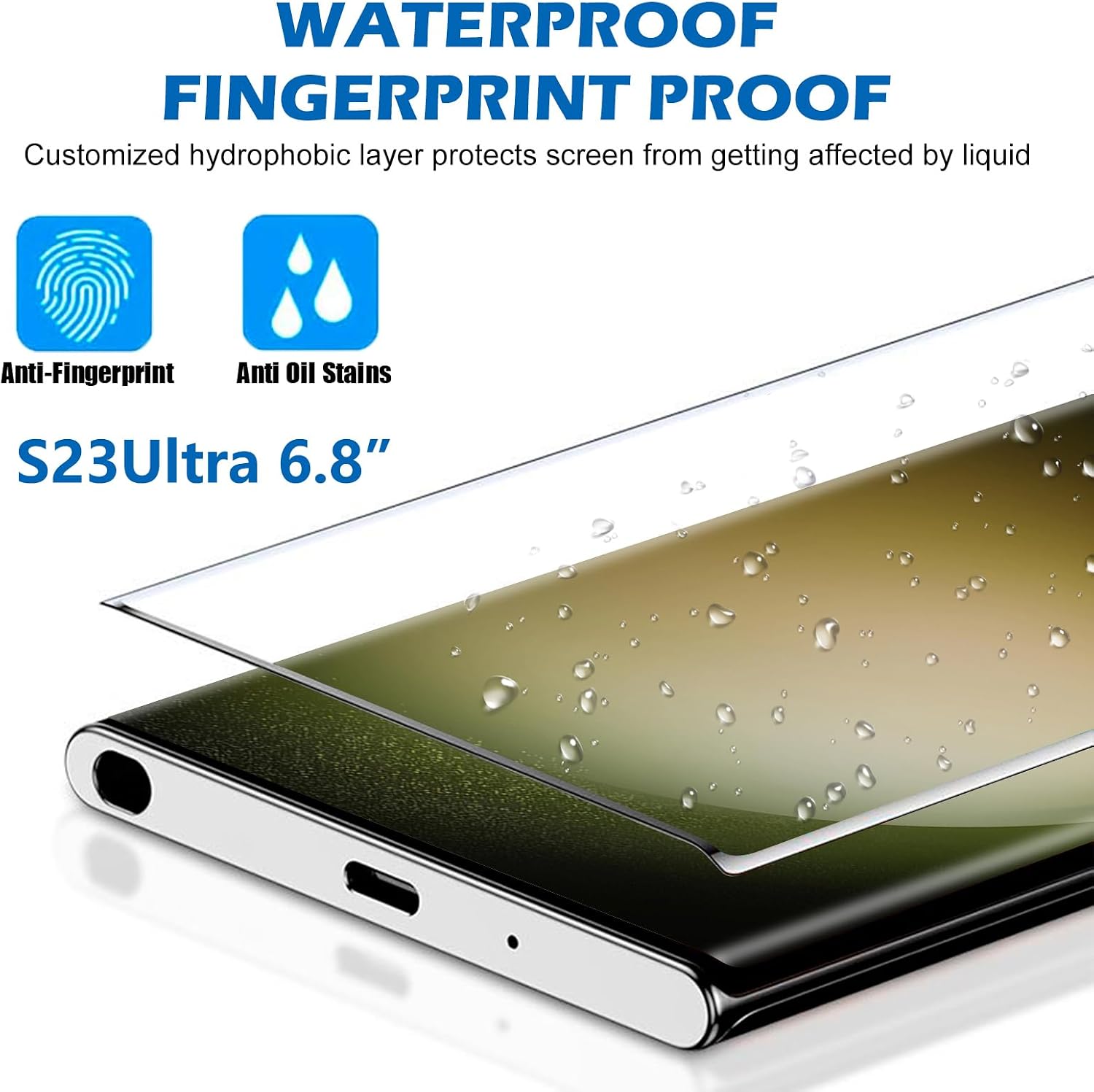 Samcorn 3 Pack Galaxy S23 Ultra Screen Protector, HD Clear Tempered Glass, Fingerprint Unlock, 3D Curved, Scratch Resistant, No Bubble for Samsung Galaxy S23 Ultra 5G Glass Screen Protector