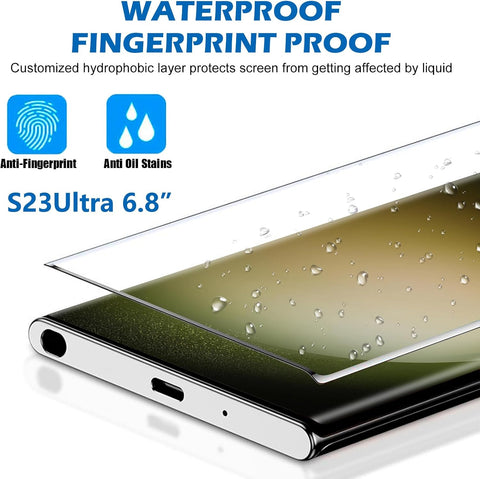 Samcorn 3 Pack Galaxy S23 Ultra Screen Protector, HD Clear Tempered Glass, Fingerprint Unlock, 3D Curved, Scratch Resistant, No Bubble for Samsung Galaxy S23 Ultra 5G Glass Screen Protector