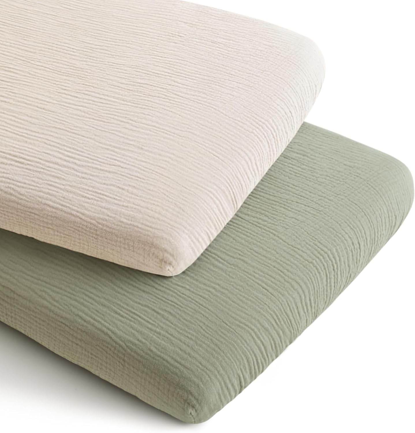 Konssy Muslin Bassinet Sheets for Baby Boys and Girls, 2 Pack, 33"x21"