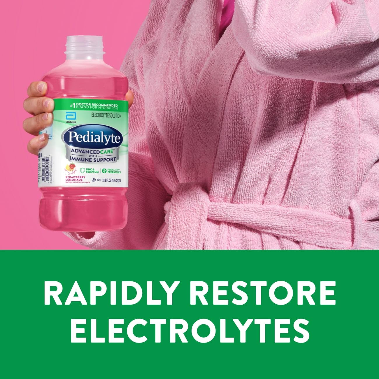 Pedialyte AdvancedCare Electrolyte Drink, Strawberry Lemonade, 1 Liter