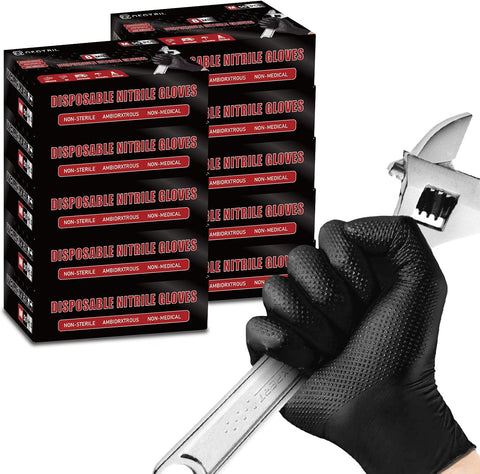 NEOTRIL 8 Mil Heavy Duty Disposable Nitrile Gloves with Diamond Texture Grip Rubber Gloves Latex & Powder Free