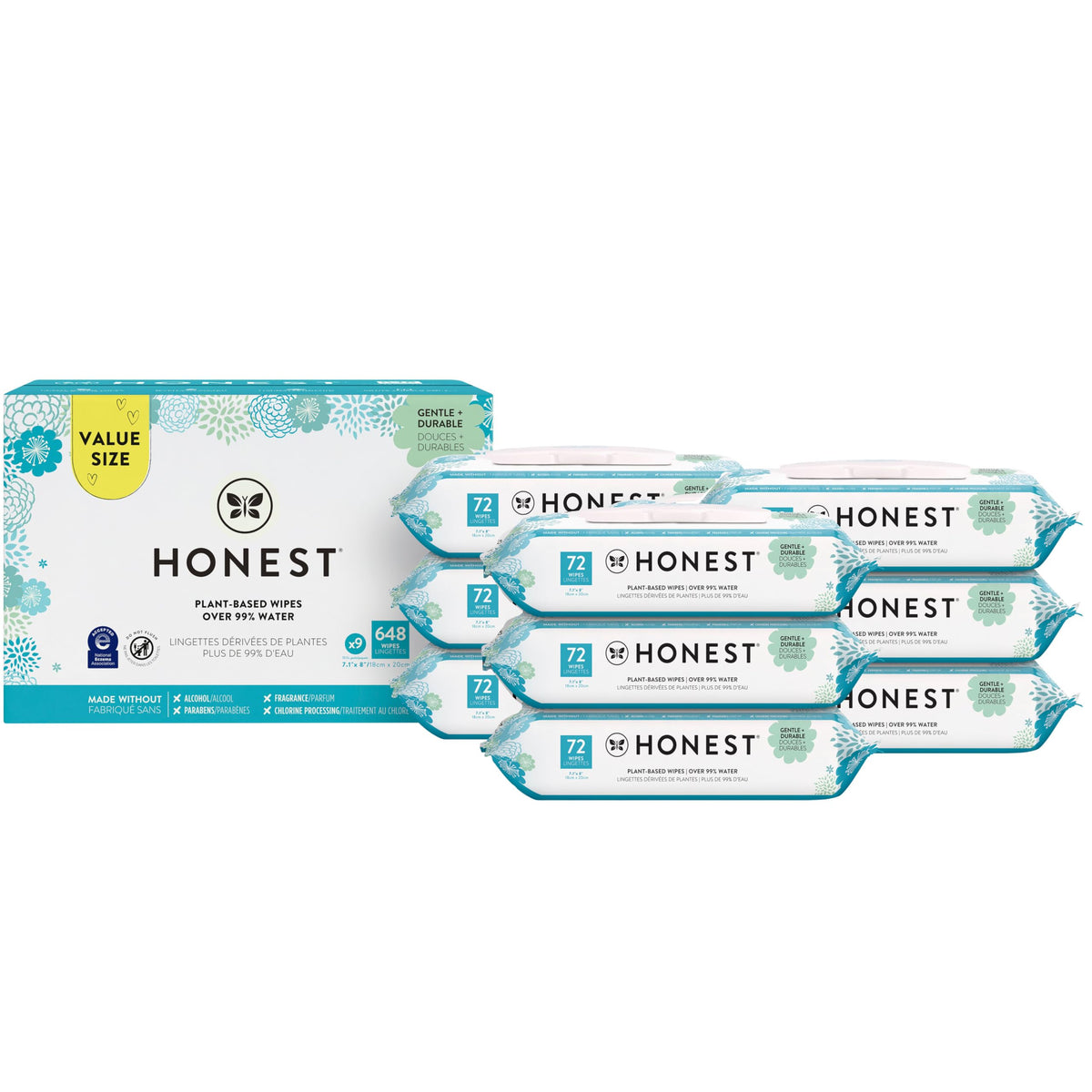 The Honest Company Clean Conscious Unscented Wipes | Over 99% Water, Plant-Based, Baby Wipes | Hypoallergenic for Sensitive Skin, EWG Verified | Classic, 648 Count