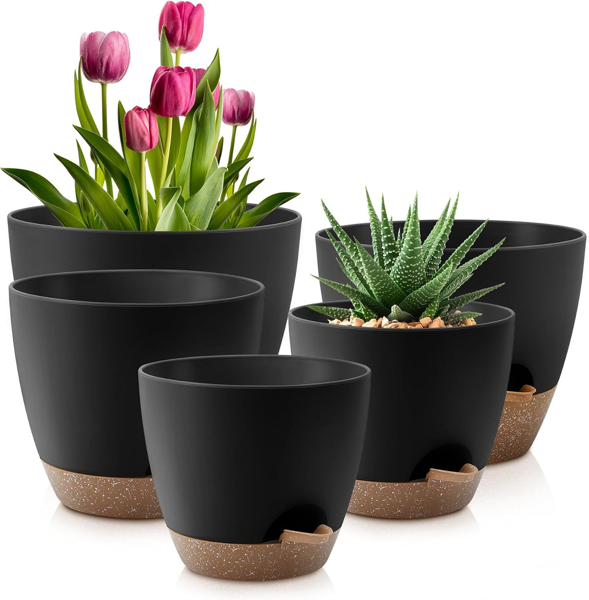 QRRICA 7/7.5/8/9/10 Inch Self Watering Pots for Indoor/Outdoor Plants