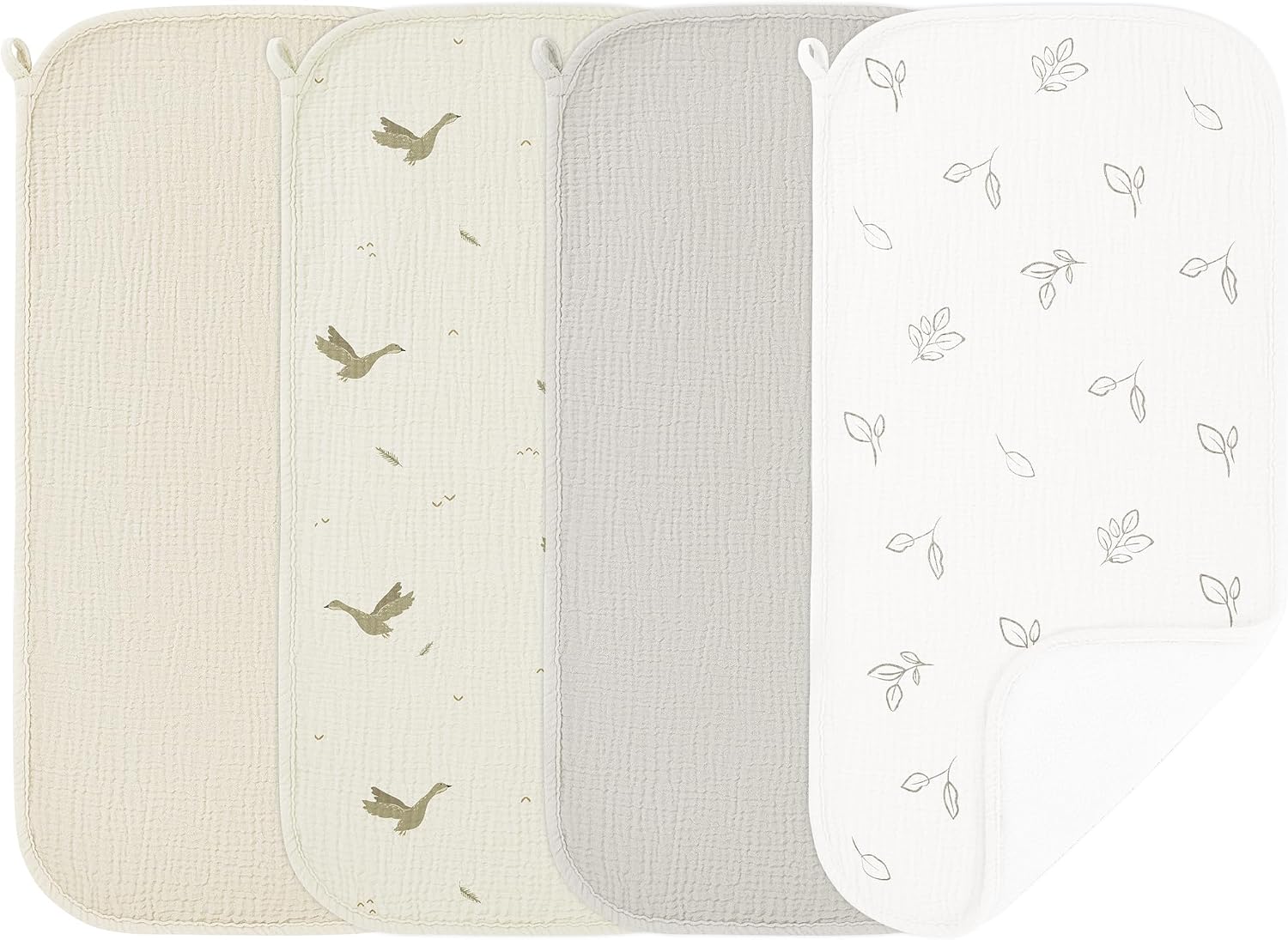 Susurration Muslin Burp Cloths, Soft Baby Burping Cloths for Unisex Boys and Girls, Newborn Essentials Large Extra Absorbent Washcloths, 20x10in, 4 Pack