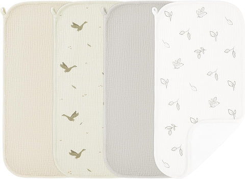 Susurration Muslin Burp Cloths, Soft Baby Burping Cloths for Unisex Boys and Girls, Newborn Essentials Large Extra Absorbent Washcloths, 20x10in, 4 Pack