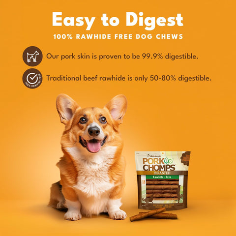 Pork Chomps Roasted Pork Skin Dog Chew 6in Twists 15ct