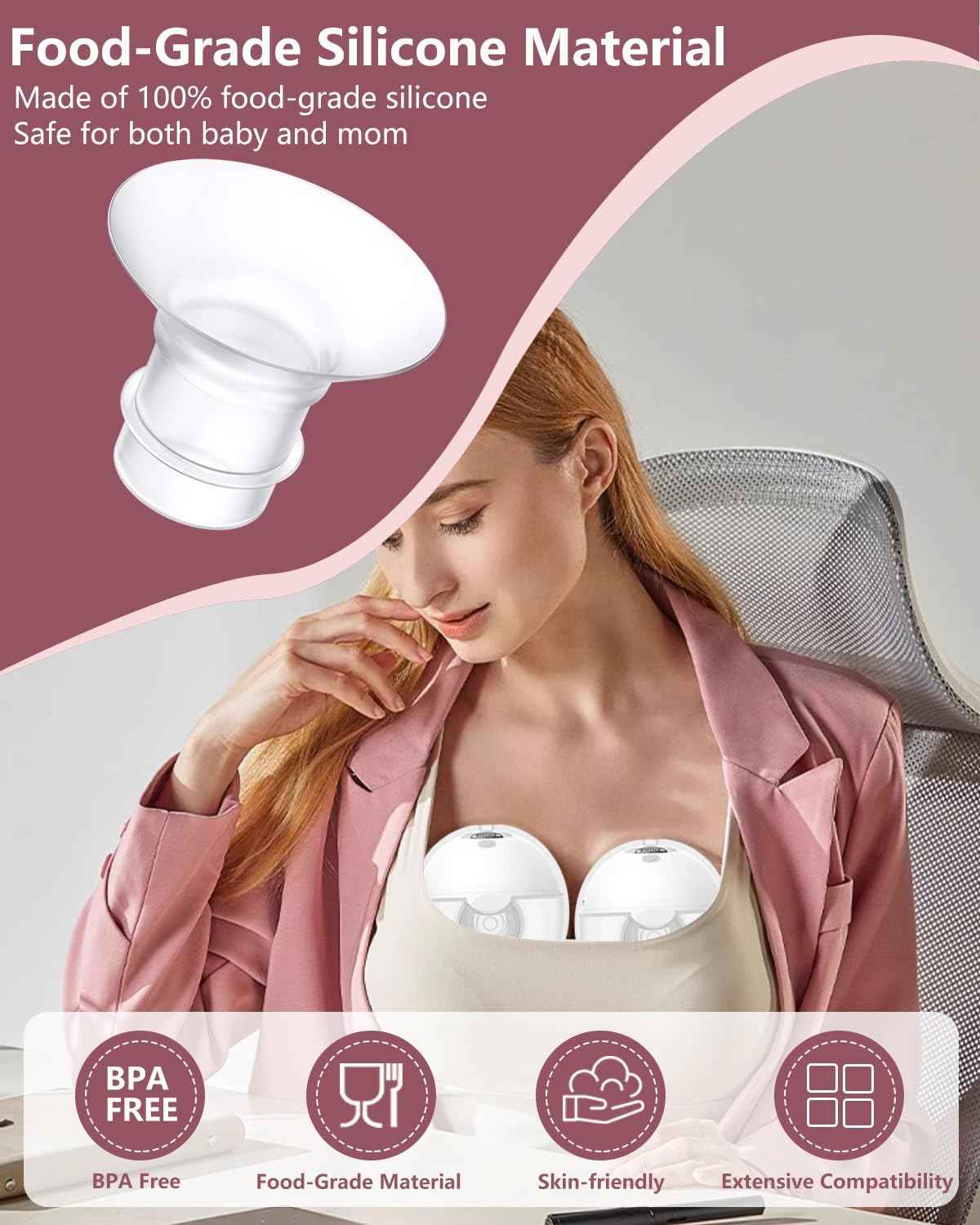 4Pcs Breast Pump Flange Insert 18mm Compatible with Momcozy/Spectra/Medela/eufy/Elvie/Lansinoh/Paruu P10 Breast Pump, Fit for Momcozy M5/M9/M6/V2 Pro/V2 pro/S12 Pro/eufy E10 S1 S1 Pro, 24mm Flange