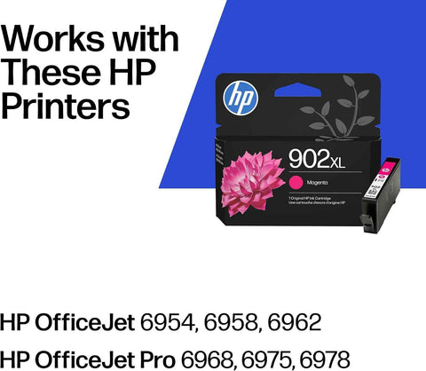 HP 902XL Magenta High-Yield Ink Cartridge | Works with OfficeJet 6950, 6960, Pro 6960, 6970 Series | T6L87AN