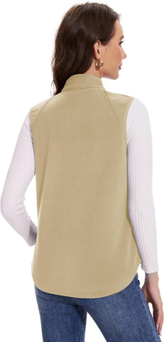 MAGCOMSEN Women's Fleece Vest with Zipper Pockets Zip Up Sleeveless Jackets Lightweight Soft Warm Polar Vest Outerwear