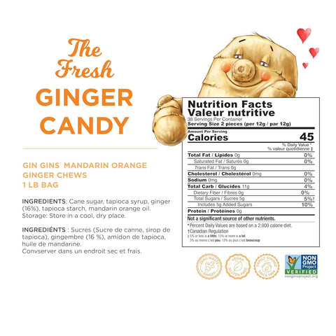 GIN GINS Lemon & Mandarin-Orange Ginger Chew – Variety Pack – 1 lb 2PK