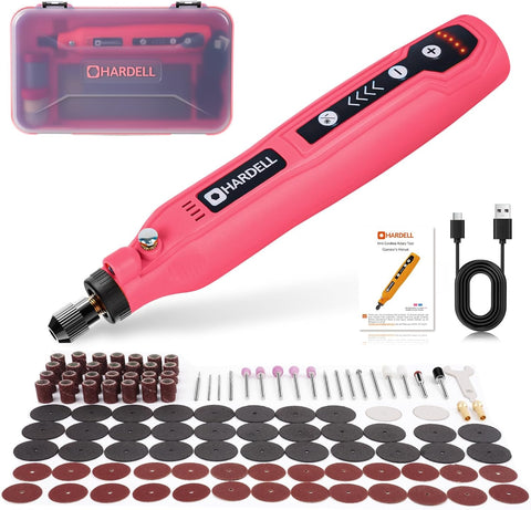 HARDELL Mini Cordless Rotary Tool Kit 129Pcs, Multi-Purpose DIY Craft Tool