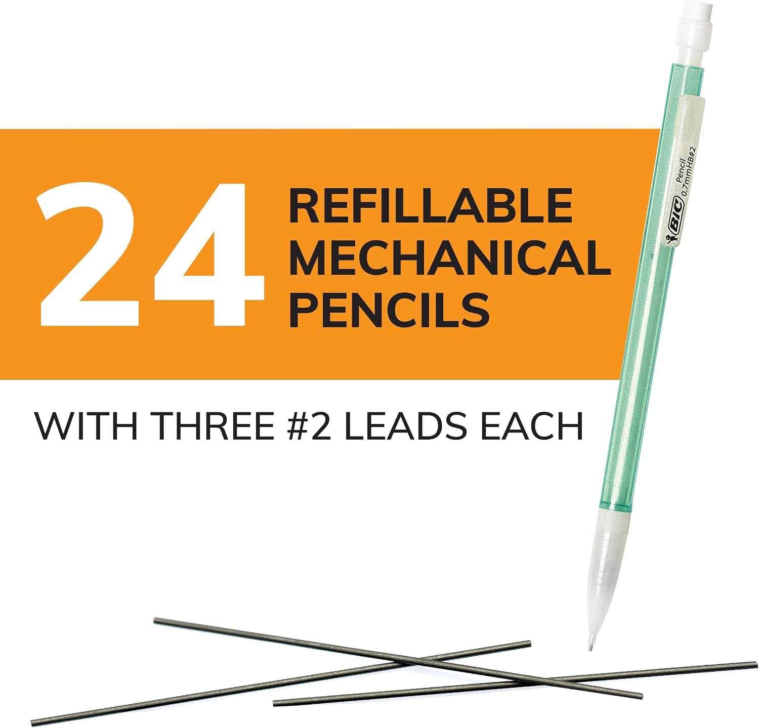 BIC Xtra-Sparkle Number 2 Mechanical Pencils, 24-Count Pack, 0.7mm Point