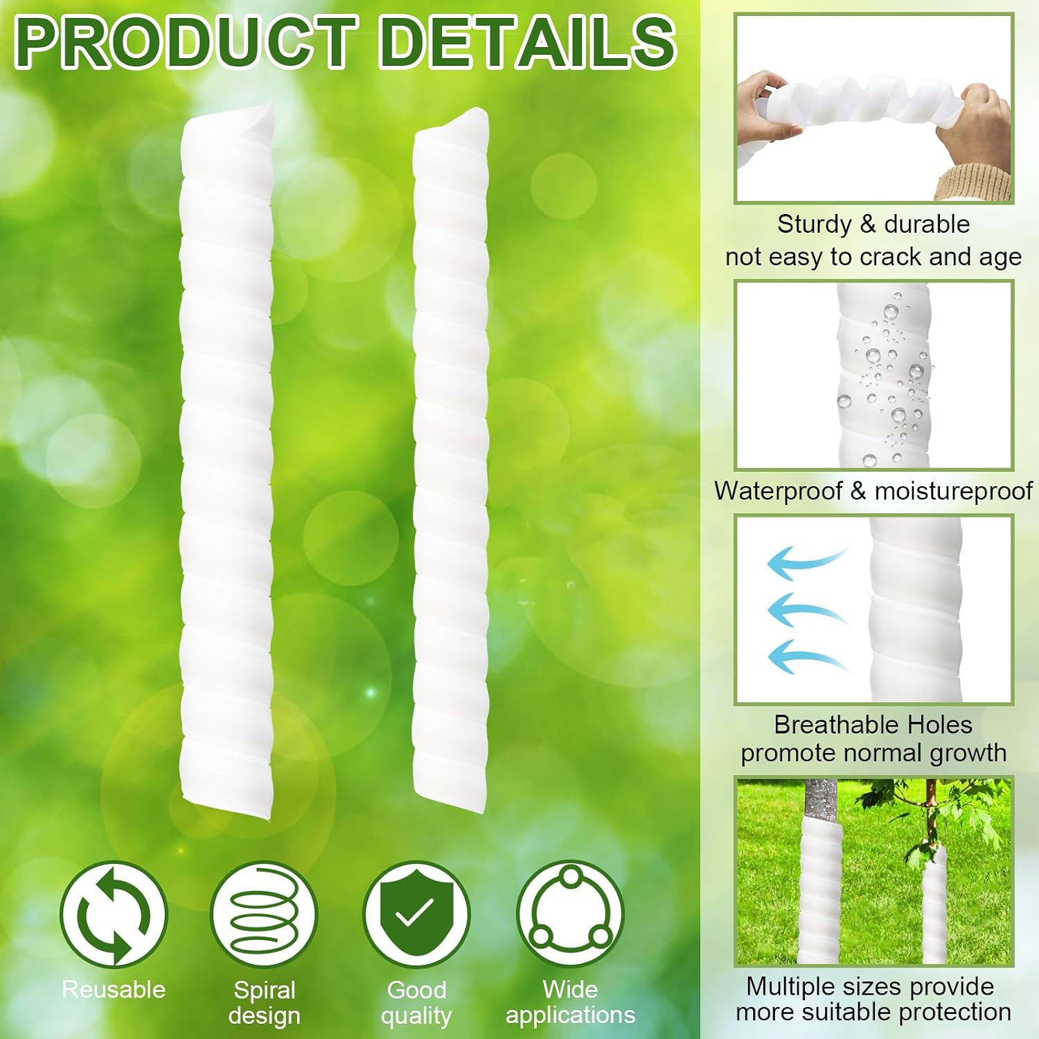 4/6/8/20 Pcs Tree Trunk Protector-2 Size Plastic Spiral Tree Guard Tree Trunk Protector Wrap Tree Bark Protector Tube Tree Wraps to Protect Bark Tree Saplings from Deer Cats Rodents Rabbit Mowers