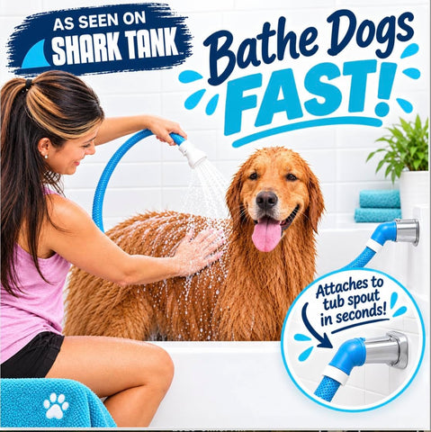 Rinseroo: Slip-On Tub Hose – As Seen on Shark Tank – 5ft Flex Bathtub Faucet Sprayer – Easy Rinse for Pets, Hair & Cleaning – No Installation Needed – Fits Faucets Up to 3” Wide – Mess-Free & Portable