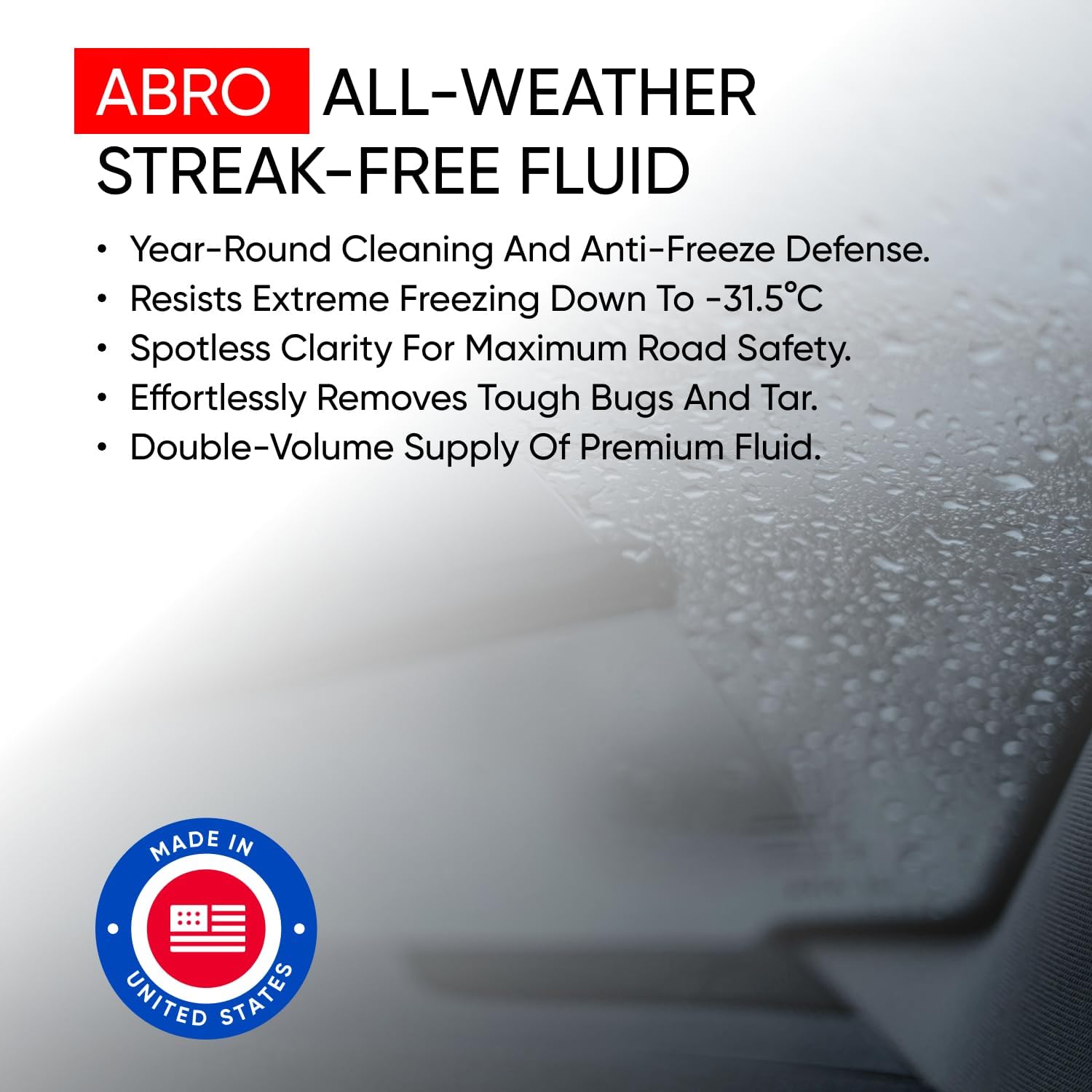 ABRO Windshield Washer Fluid 1 Gallon, Streak-Free Bug Remover, 2 Pack