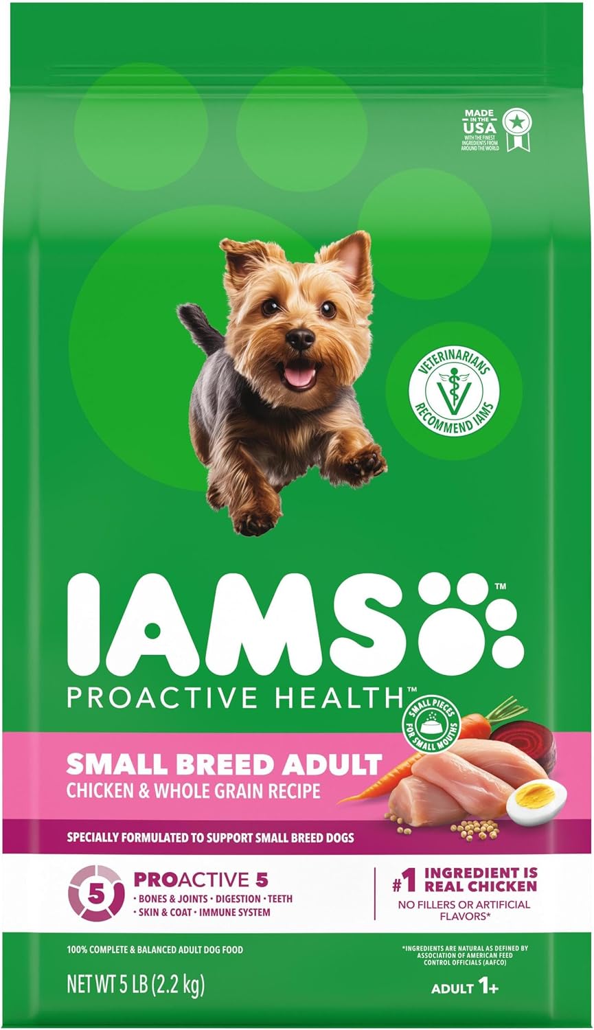 IAMS Proactive Health Small Breed Dry Dog Food, Chicken & Grain, 5 lb