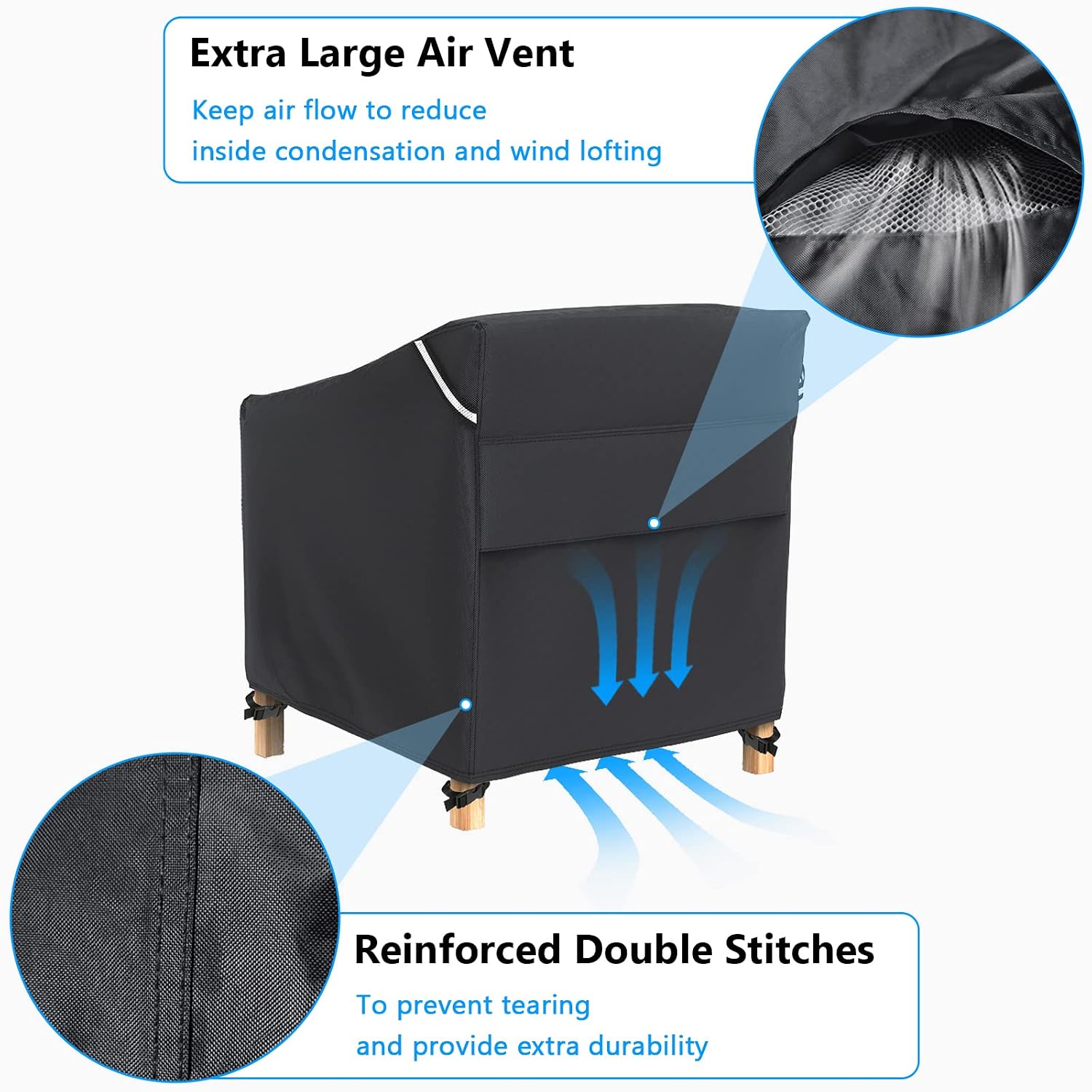 Gasadar Patio Chair Covers 2 Pack 32" W x 37" D x 36" H, Black