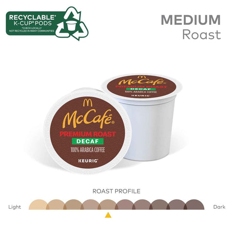 McCafe Premium Roast Decaf Coffee, Single Serve Keurig K-Cup Pods, Decaffeinated, 96 Count (4 Packs of 24)