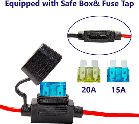 BFXM 2PCS 10AWG 6FT SAE Connector Extension Cables with 15& 20A Fuse