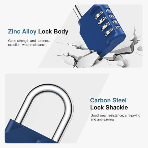 Puroma Combination Lock 4 Digit Gym Locker Padlock Waterproof, 1 Blue