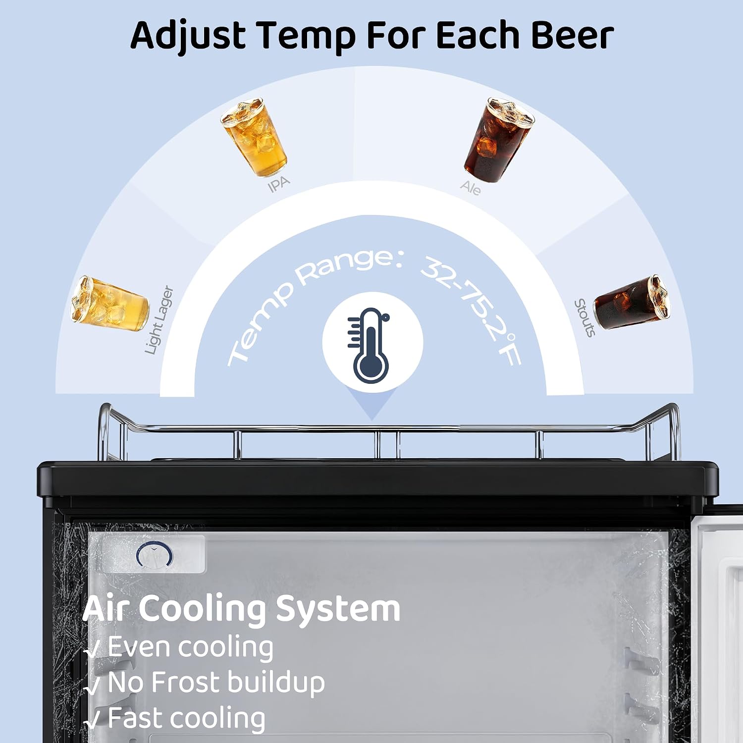 Commercial Draft Beer Kegerator, Keg Refrigerator for D System